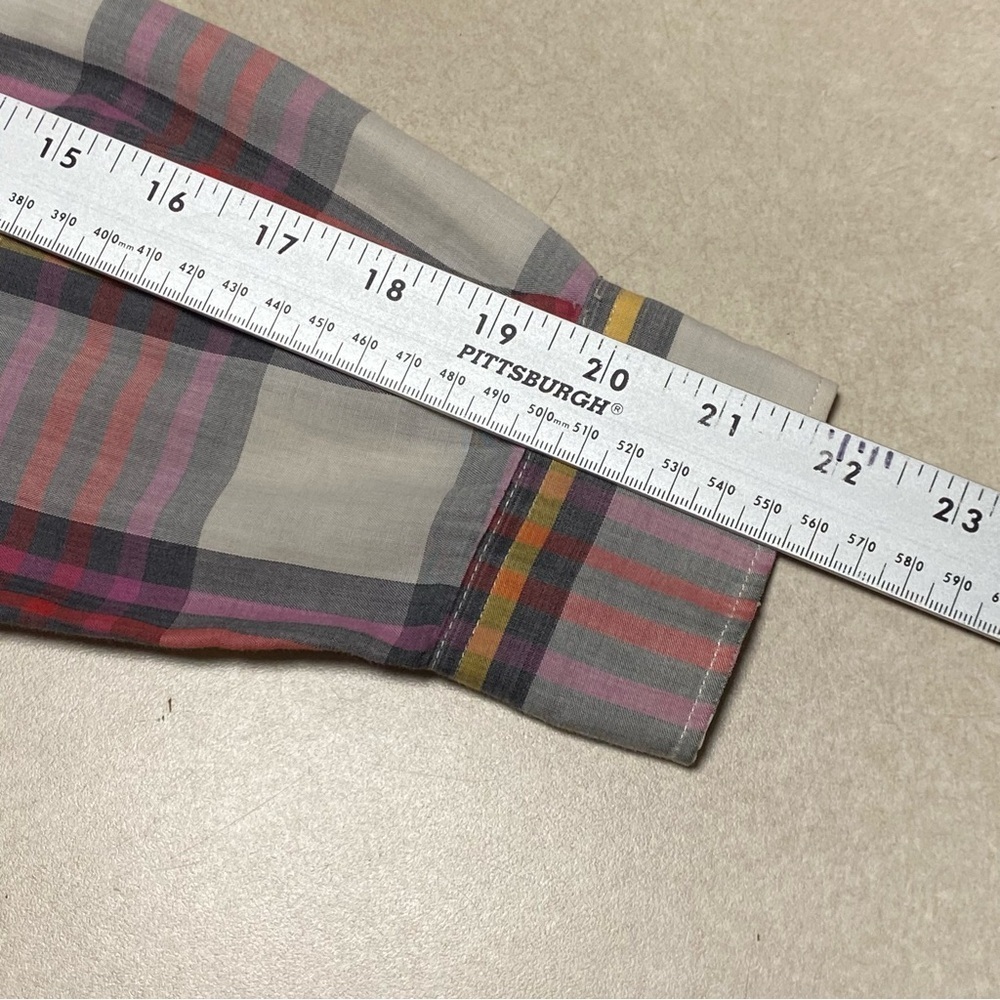 Diane Von Furstenberg Button up Shirt Womens Size 10 Plaid Long sleeve - Picture 13 of 14